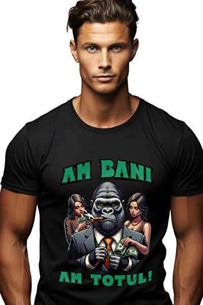 StoryGift Romania Tricou Barbati Gorila Gangster Cu Bani Si Femei Text Am Ban...