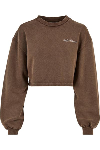 Urban Classics Damen Ladies Cropped Small Embroidery Terry Crewneck