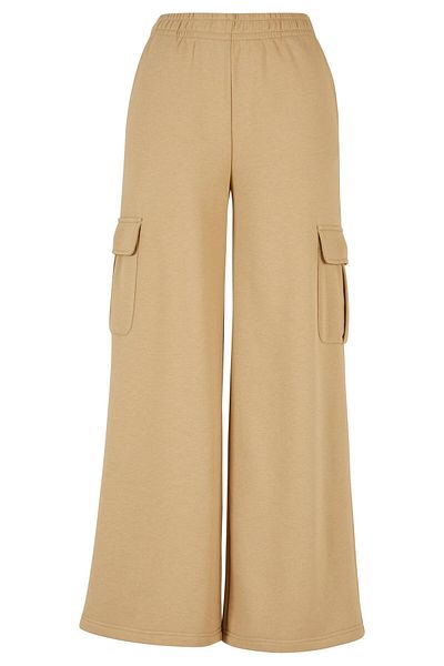 Urban Classics Damen Cargo-Terry-Hose mit hohem Bund und weitem Bein