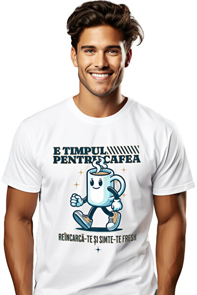 StoryGift Romania Tricou Barbati E Timpul Pentru Cafea. Ceasca De Cafea Energ...