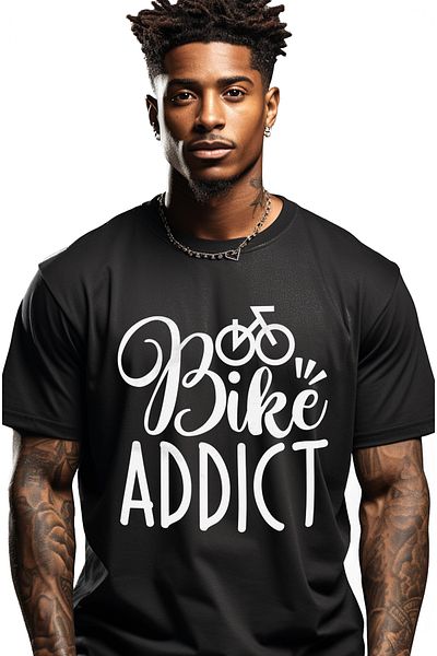 StoryGift Romania Men's T-Shirt For Cycling Enthusiasts With The Text In English "bike Addict" - Dependentstg