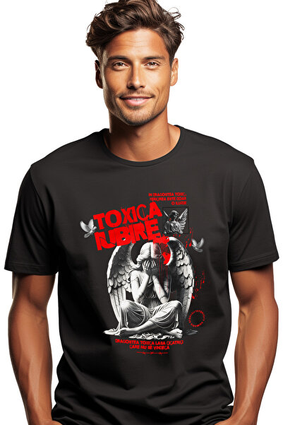 StoryGift Romania Tricou Barbati Inger Plangand Iubire Toxica Inima Franta Cu...