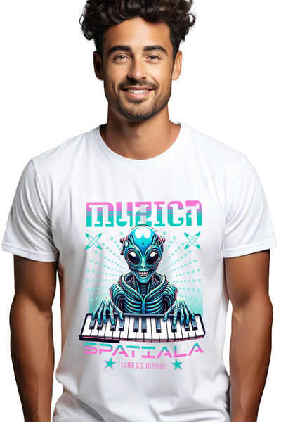 StoryGift Romania Tricou Barbati Extraterestru La Clape, Muzica Spatiala, Iub...