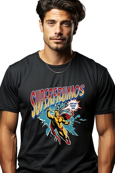 StoryGift Romania Men's T-Shirt Super Handsome Superhero I'm Here For You With Print On The Front, 100% Cotton