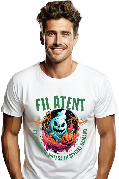 StoryGift Romania Tricou Barbati Fii Atent H4allowen Sperietoare Fantoma Cu I...