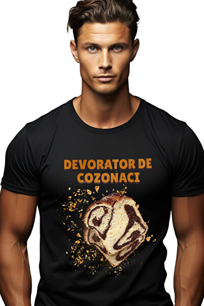 StoryGift Romania Tricou Barbati Devorator De Cozonaci Felie Gustoasa Traditi...