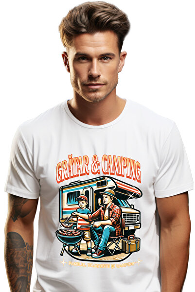 StoryGift Romania Tricou Barbati Gratar Si Camping Tata Fiu Familie Caravana ...