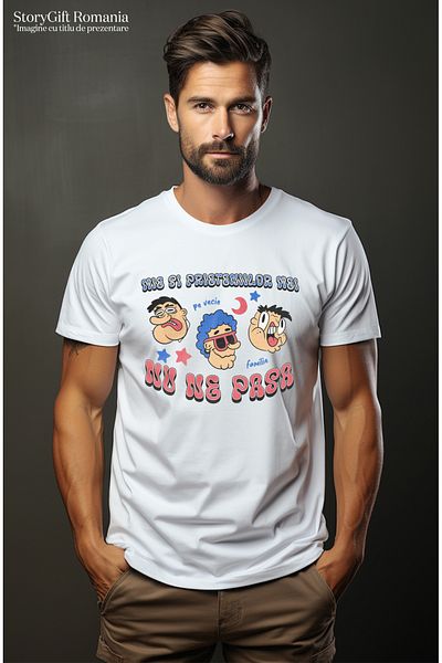 StoryGift Romania Men's T-Shirt Funny Senior Group We Don't Care Friends With Print On The Front, 100% Cotton