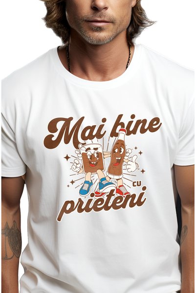 StoryGift Romania Tricou Barbati Pahar Si Sticla Combinatia Perfecta Cu Impri...
