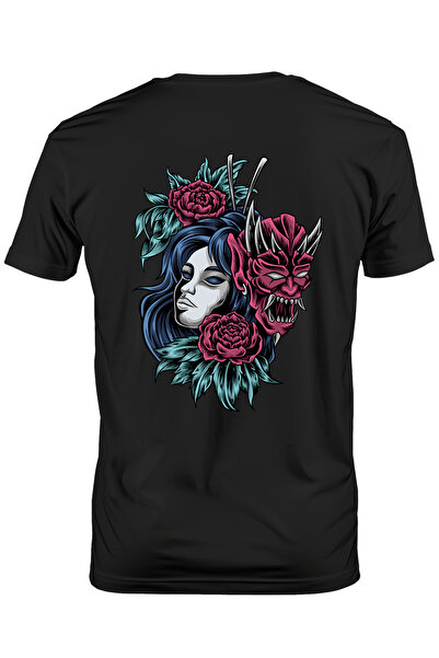 StoryGift Romania Tricou Barbati Cu Monstru, Femeie, Cap De Demon, Flori, Fru...