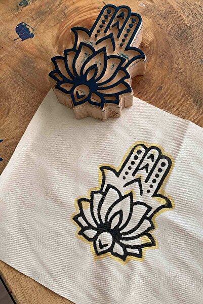 Arkaik Craft Hamsa Lotus Tahta Baskı Kalıbı