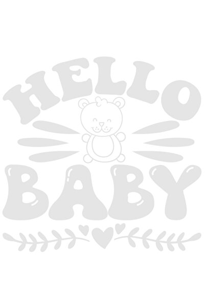 StoryGift Romania Sticker Autocolant 30CM Exterior cu salut pentru bebelusi si ursulet cu textul in engleza "Hel