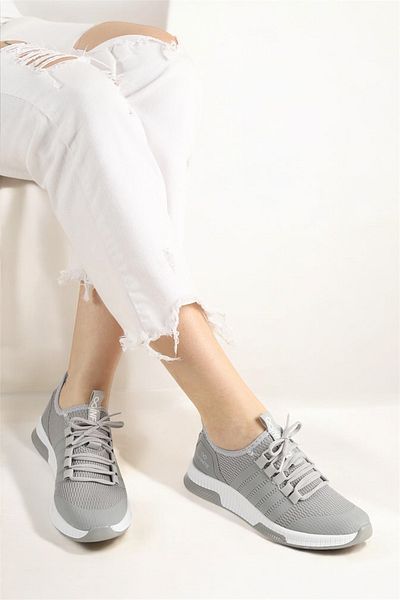 LANDSHOES Tricotaj unisex gri ușor de zi cu zi Pantofi sport pentru mers pe jos