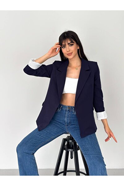 STMT BUTİK Astarlı Kruvaze Kadın Ceket – Çizgili Blazer Model