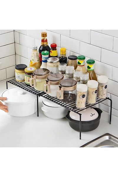 KARTEYA Expandable Cabinet Organizer Organizer Bathroom Kitchen Plate Cup Kitchen Bathroom Organization