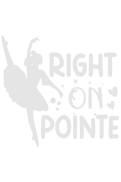 StoryGift Romania Sticker Autocolant 30CM Exterior cu o figura de balerina si textul "Right on pointe" - direct
