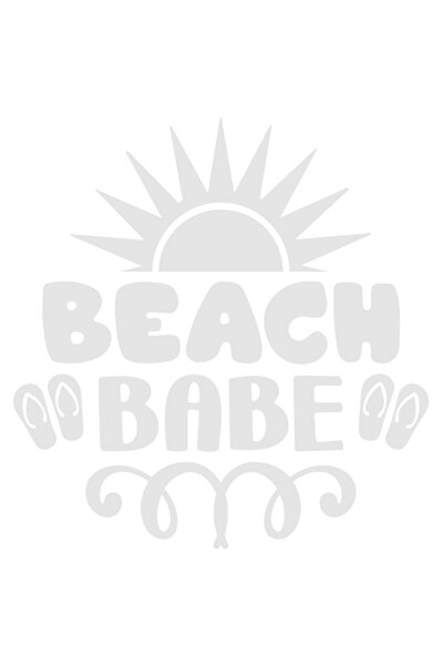 StoryGift Romania Sticker Adeziv 90CM Exterior cu slapi si soare cu textul "Beach, babe" - plaja iubito , Vinyl