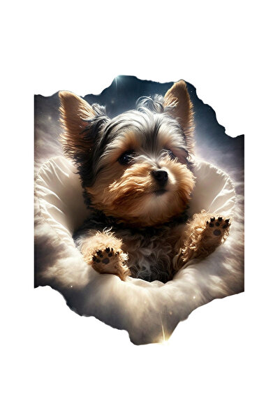 StoryGift Romania Sticker Eticheta 50CM Cu Catel, Yorkshire Terrier, Rasa, Pa...