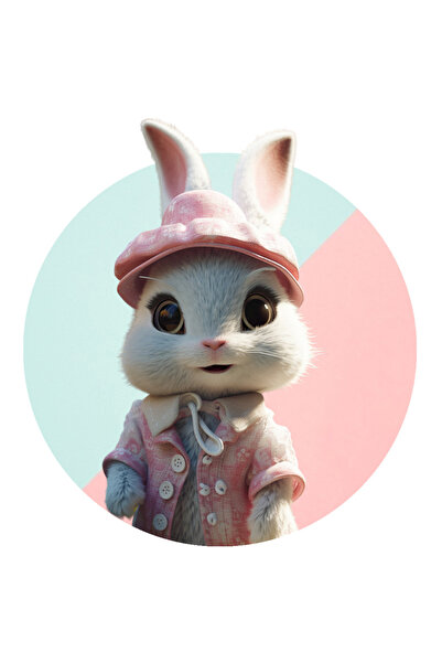 StoryGift Romania Sticker Autocolant 70CM cu Animatie Draguta cu Iepure Alb, ...