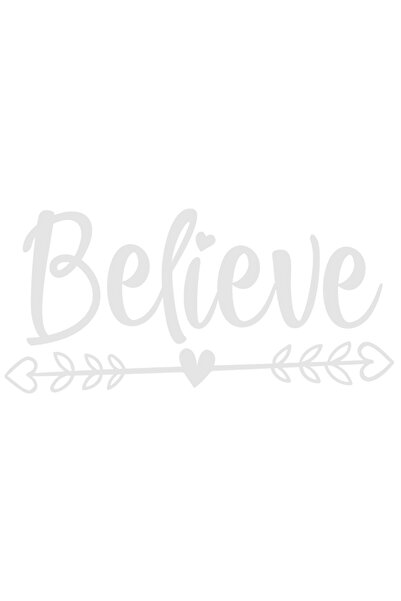 StoryGift Romania Sticker Autocolant 30CM Exterior cu inimioare si textul "Believe" - crede speranta , Vinyl Alb