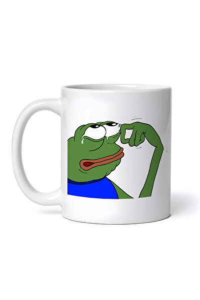 OEM Εξατομικευμένη λευκή κούπα, κλαίγοντας ο Πέπε ο Βάτραχος, INOVATIX®. 330 ml