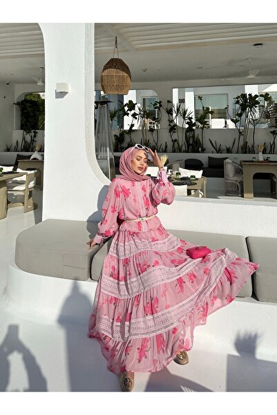 Zera Yazlık Tesetür pembe ikili takım elbise