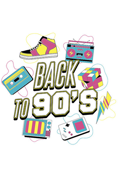 StoryGift Romania Sticker Eticheta 50CM Back to 90's, Casete, cub rubic, snea...