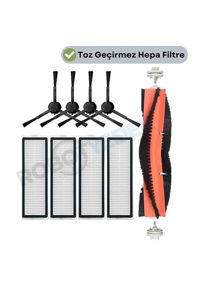 robotyedek Xiaomi X20 Max X20 Pro (Not Plus!) Compatible Spare Brush Hepa Filter Set Without Mop - 9 Pieces