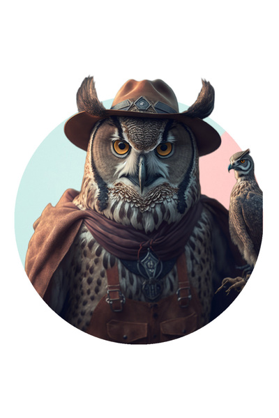 StoryGift Romania Sticker Autocolant 70CM Cu Bufnita Cowboy, Palarie, America, Vestul Salbatic, Animale, Pasari,