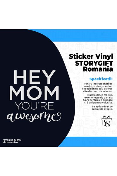 StoryGift Romania Sticker Sticker 30CM Exterior with the message "Hey, mom, you're awesome" - mom, you're amazing