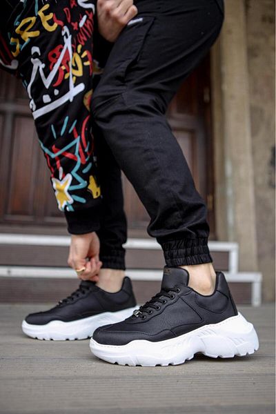 Knack High Sole Casual Shoes N75 Black (White Sole)