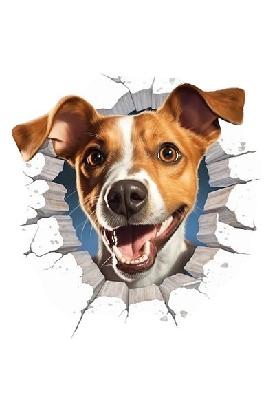 StoryGift Romania Sticker Adeziv 90CM Cu Caine, Portret, Spartura, Zid, Zambet, cu Margini Albe, PVC Vinyl 90 cm