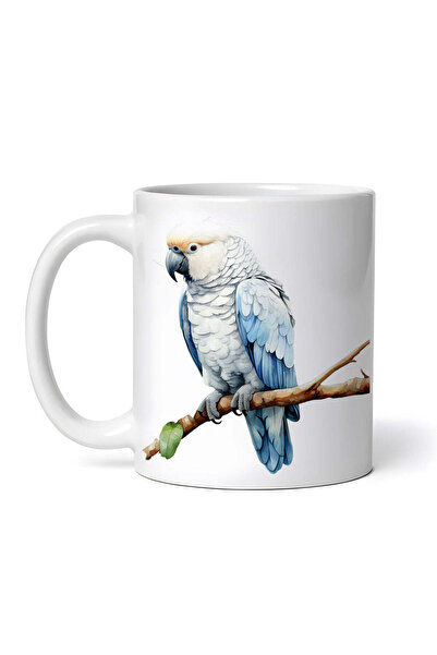 OEM Εξατομικευμένη λευκή κούπα, Λευκός παπαγάλος σε κλαδί, INOVATIX®. 330ml