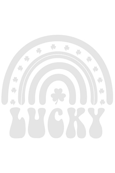 StoryGift Romania Sticker Exterior cu trifoi si cuvantul in limba engleza "Lucky" - norocos , Vinyl Alb, 90