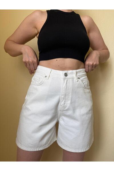 B1butik ŞEHİR BOY KREM KOT ŞORT