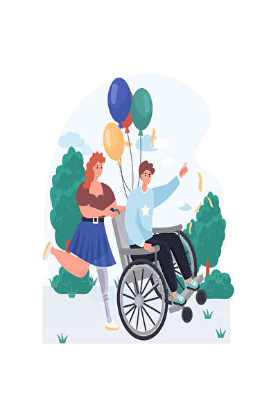 StoryGift Romania Sticker Autocolant 70CM Cu Baloane, Scaun Cu Rotile, Proteza, Natura, cu Margini Albe, PVC Vi