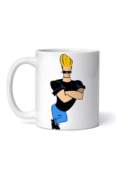 OEM Personalized white mug, Johnny Bravo bored, INOVATIX®. 330ml