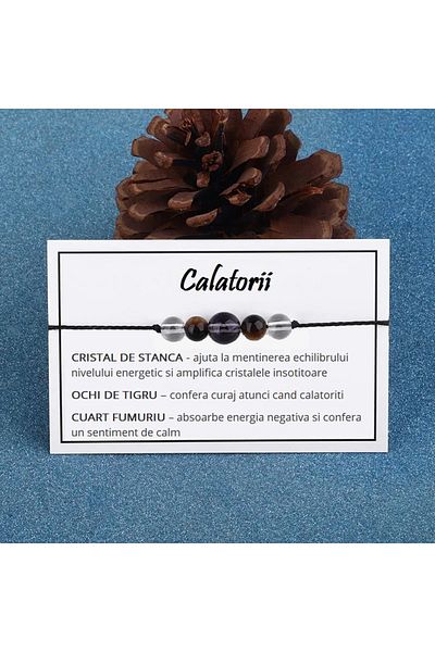 animis beauty Bratara Calatorii cristaloterapie, tip snur din pietre naturale semipretioase, unisex, reglabila