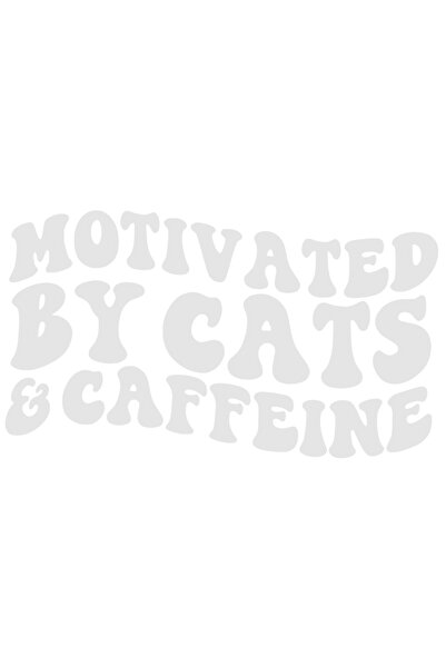 StoryGift Romania Sticker Autocolant 30CM Exterior cu mesajul "Motivated by cats & caffeine" - motivat de pisici