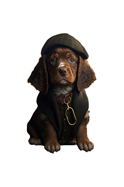 StoryGift Romania Sticker Eticheta 40CM Cu Catel, Costum Englez, Gentleman, E...