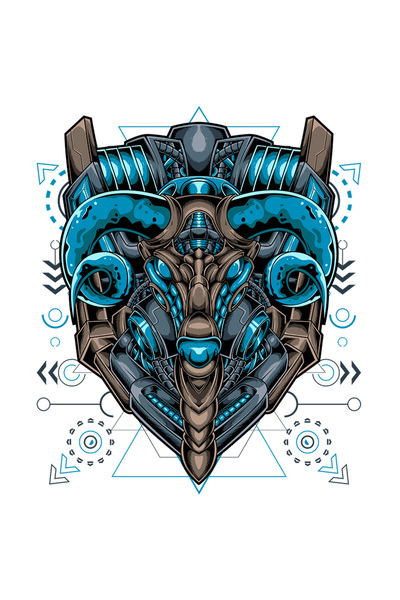 StoryGift Romania Sticker Autocolant 70CM Cu Berbec, Mecha, Robot, Geometric, SF, Cyberpunk, cu Margini Albe, P