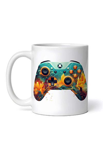 OEM Cană albă personalizată, cu joystick Xbox, foc și gheață, INOVATIX®. 330 ml