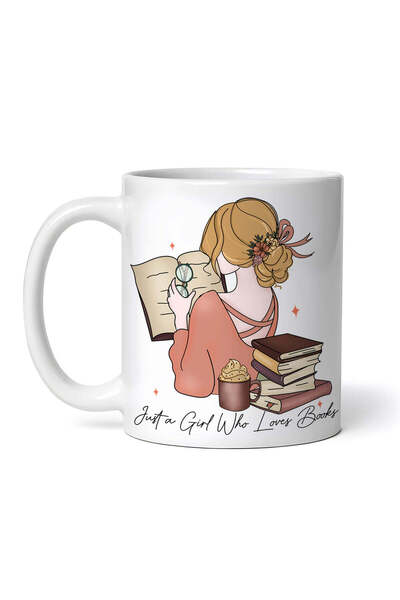 OEM Εξατομικευμένη λευκή κούπα, Just A Girl Who Loves Books, INOVATIX®. 330 ml