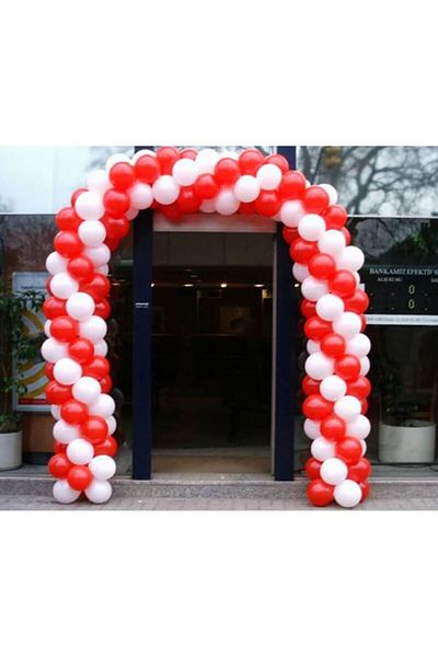 ZENVİVA 100 Pcs Red-White Balloon Set and Balloon Balloon Chain