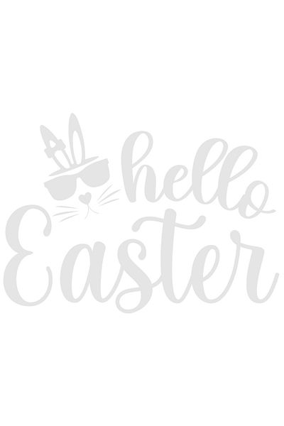 StoryGift Romania Sticker Eticheta 40CM Exterior cu iepure cu ochelari si textul "Hello, Easter" - Paste , Vinyl