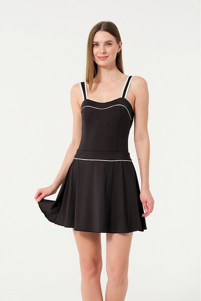 İYİBU Women's Black 2-in-1 Swimsuit with Removable Skirt – Elegance and Comfort in One Piece!