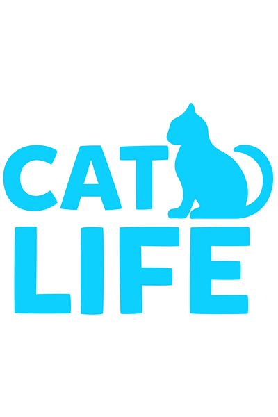 StoryGift Romania Sticker Eticheta 40CM Exterior cu o pisica si textul in engleza "Cat life" - viata de pisica ,