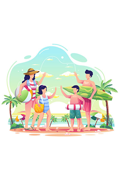 StoryGift Romania Sticker Eticheta 40CM Cu Apus, Plaja, Mare, Familie, Surf, cu Margini Albe, PVC Vinyl 40 cm