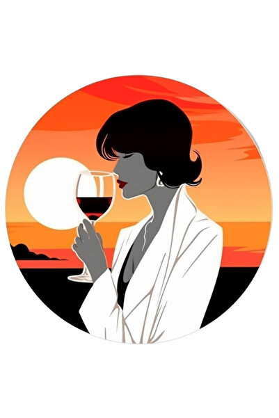 StoryGift Romania Sticker Autocolant 70CM Cu Apus, Femeie, Vin, Pahar, Elegan...