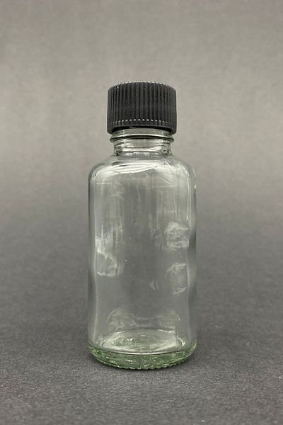 Rotanev 12Pcs Clear Glass Shot Bottle Leakproof with Black Plastic Cap Cologne Fragrance Ornament Multi-Purpose Bottle 30ml
